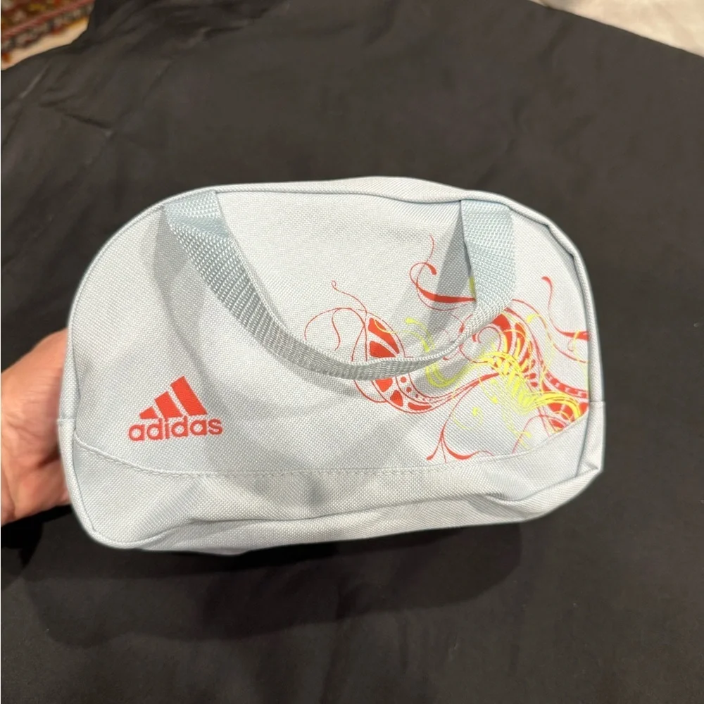 Adidas Light Blue Cosmetic Bag with Red Logo